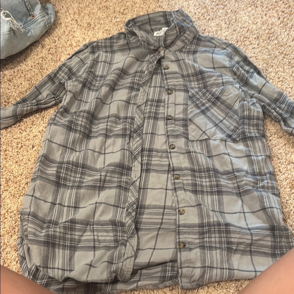 Pink Rose Gray Casual Button Down Shirt